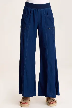 Florentine Mock-Denim Wide-Leg Pant