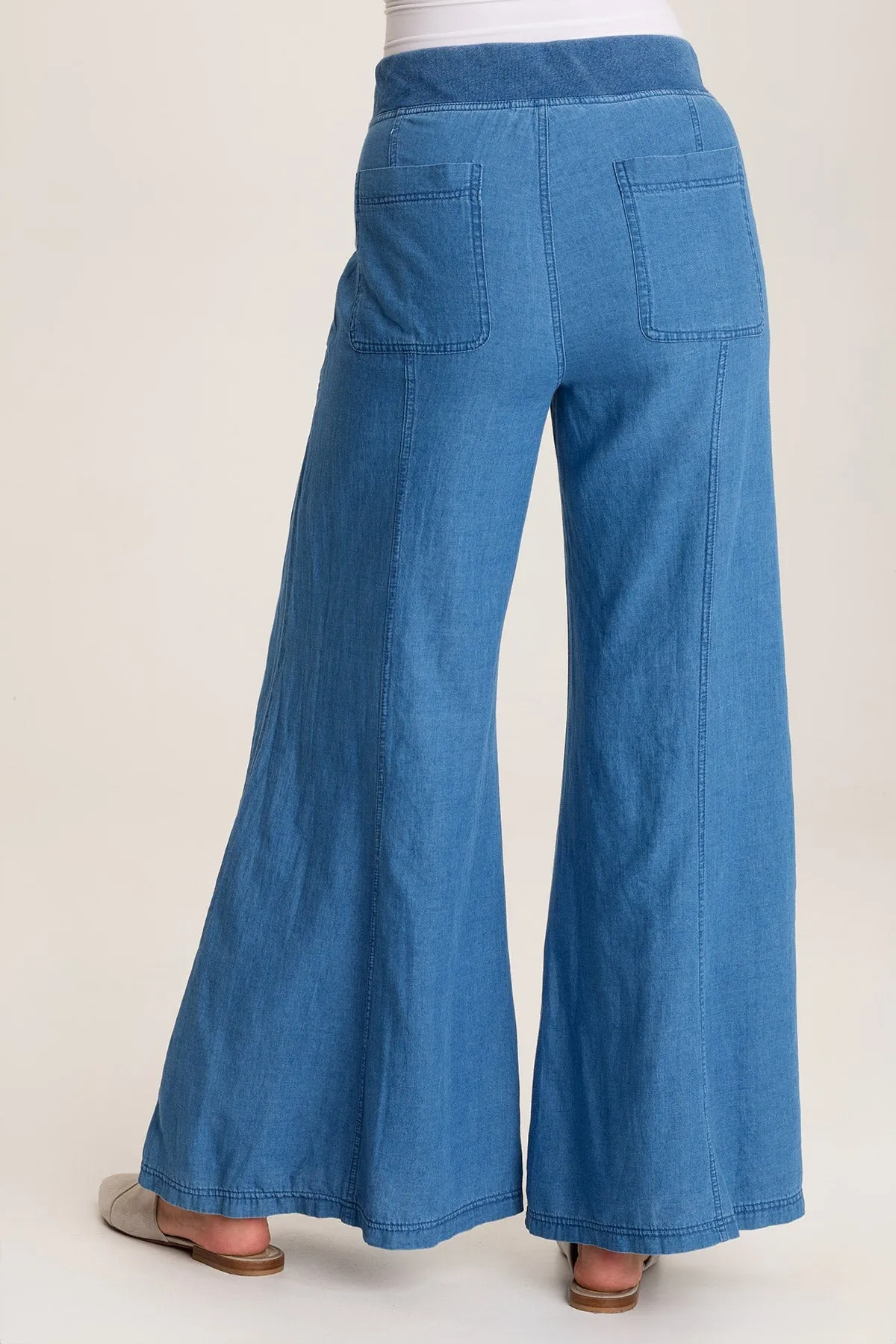 Florentine Mock-Denim Wide-Leg Pant