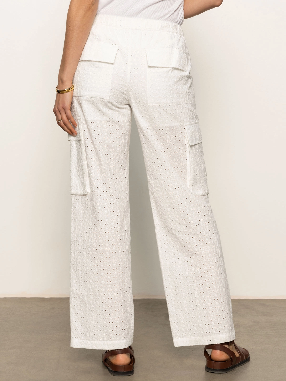 Free Time Eyelet Semi High Rise Pant Bleached White
