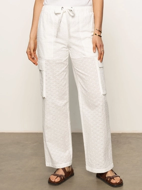 Free Time Eyelet Semi High Rise Pant Bleached White
