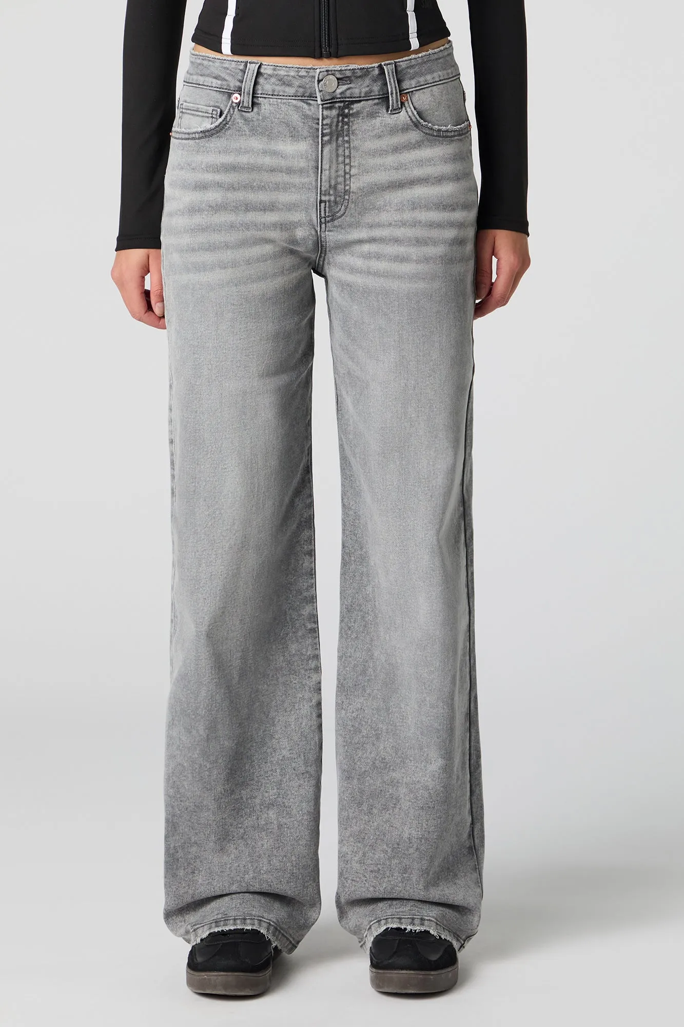 Grey Wash High Rise Wide Leg Jean
