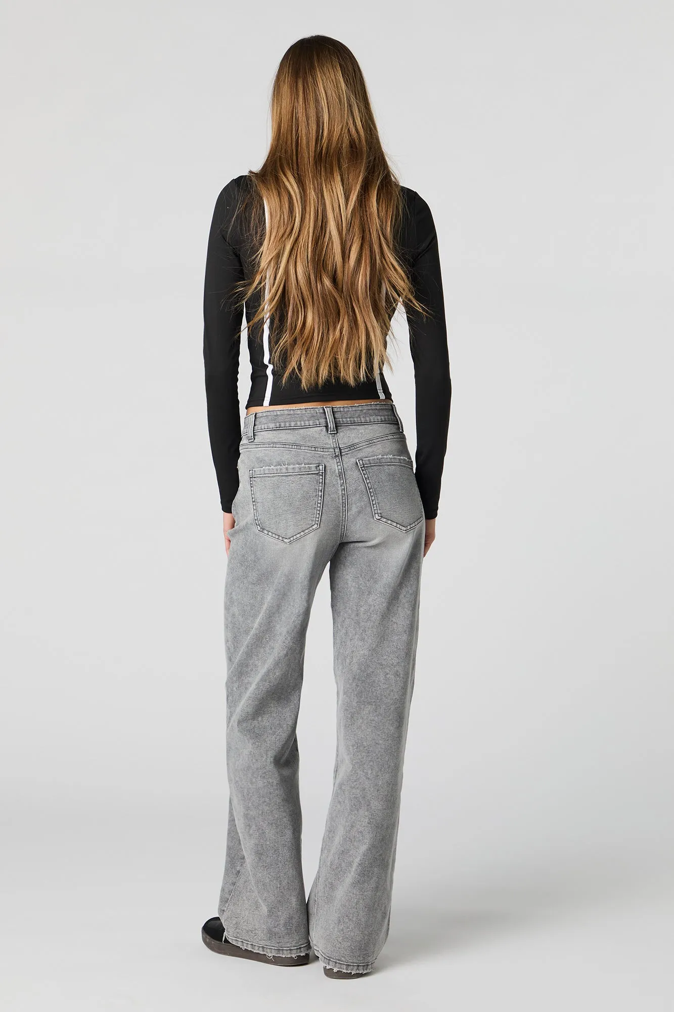 Grey Wash High Rise Wide Leg Jean