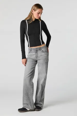 Grey Wash High Rise Wide Leg Jean