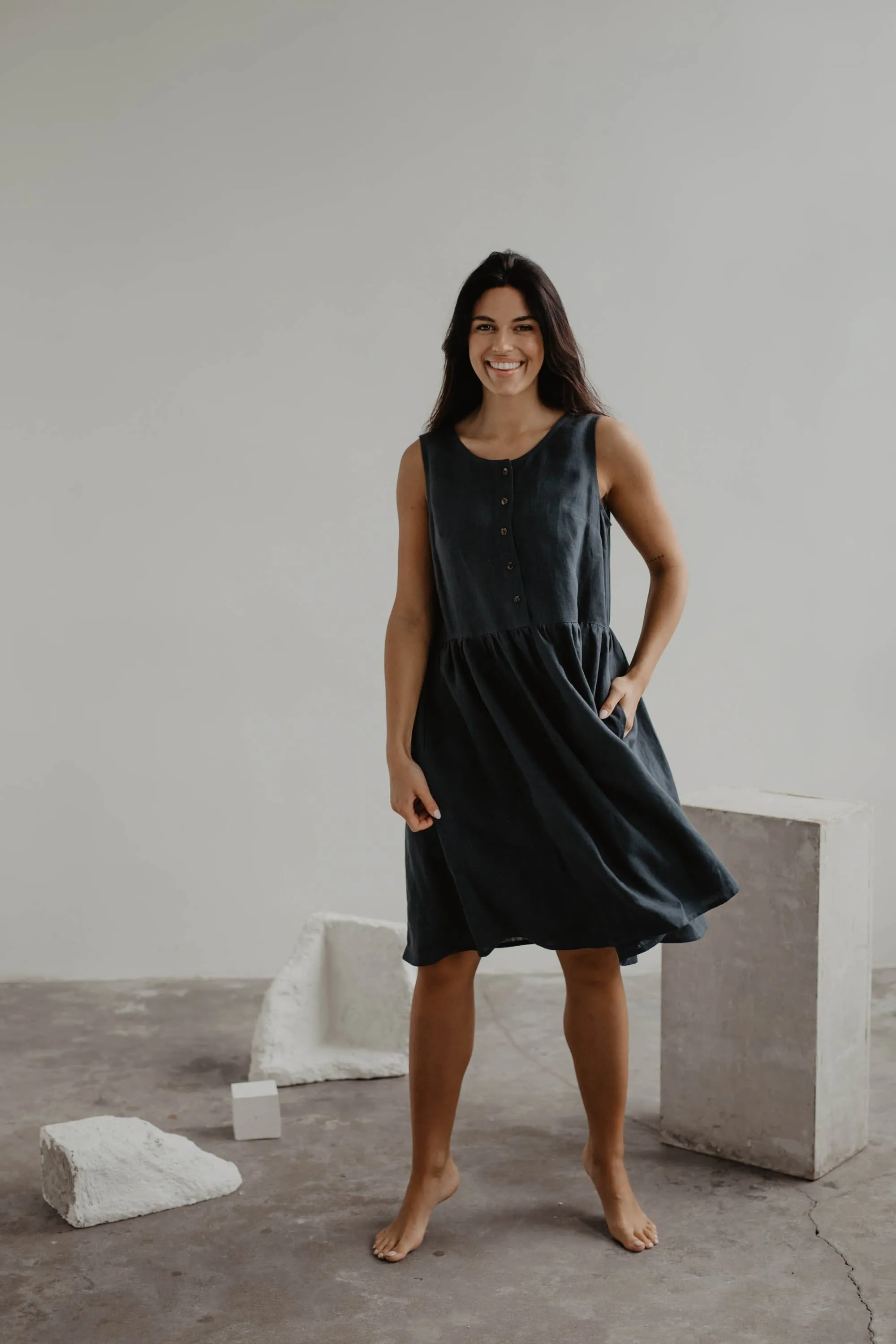 Hazel Women's Linen Sleeveless Summer Dress | Multiple Colours