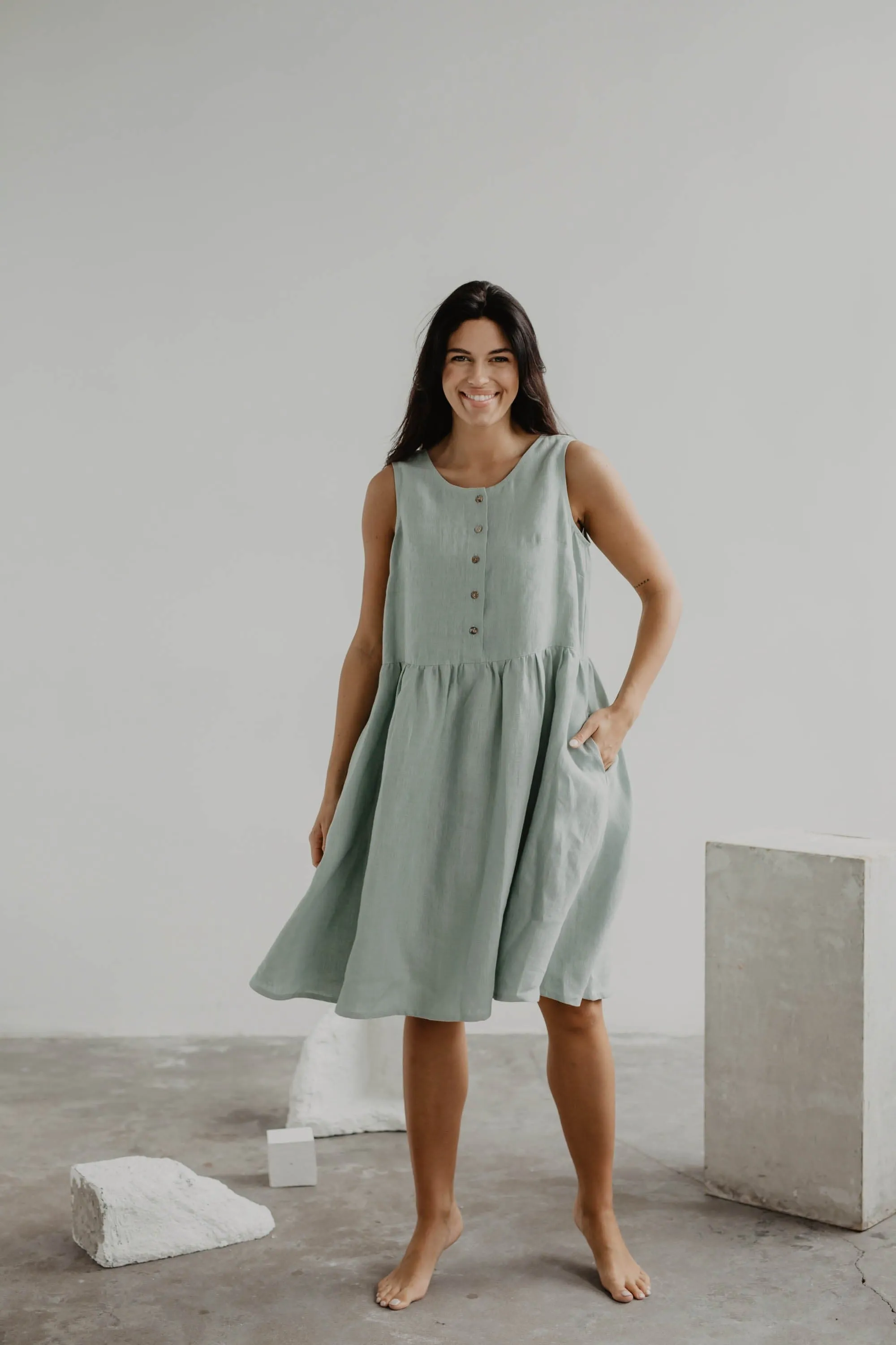 Hazel Women's Linen Sleeveless Summer Dress | Multiple Colours