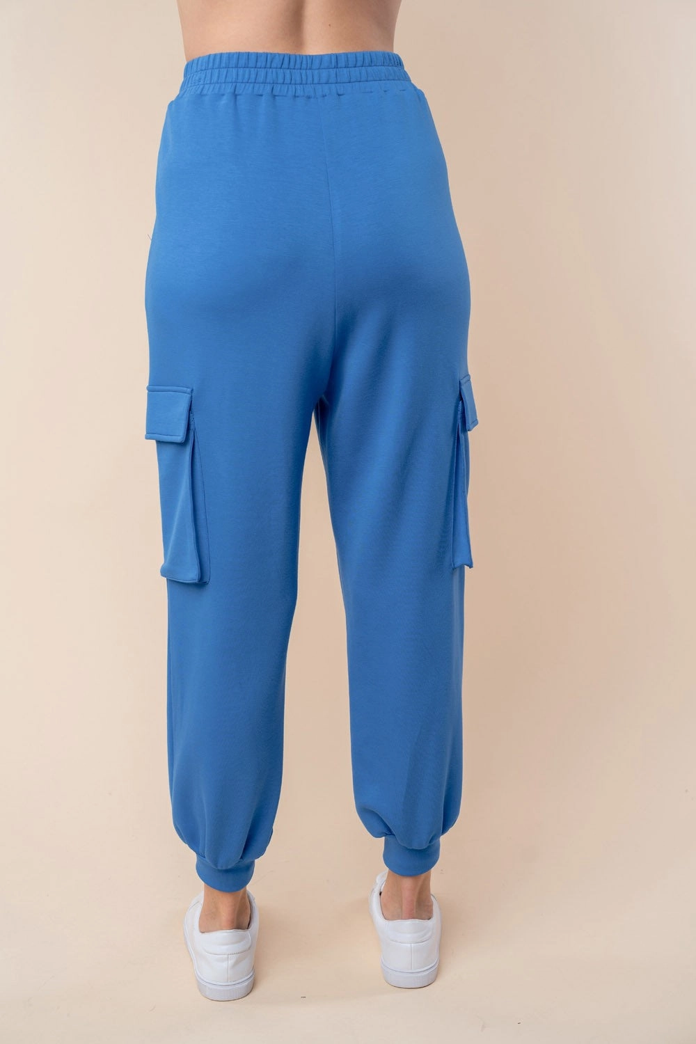 High Waisted Solid Knit Cargo Pants | WHITE BIRCH