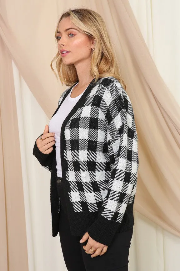 Holiday Checkered Cardigan