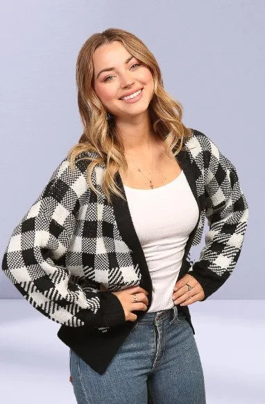 Holiday Checkered Cardigan