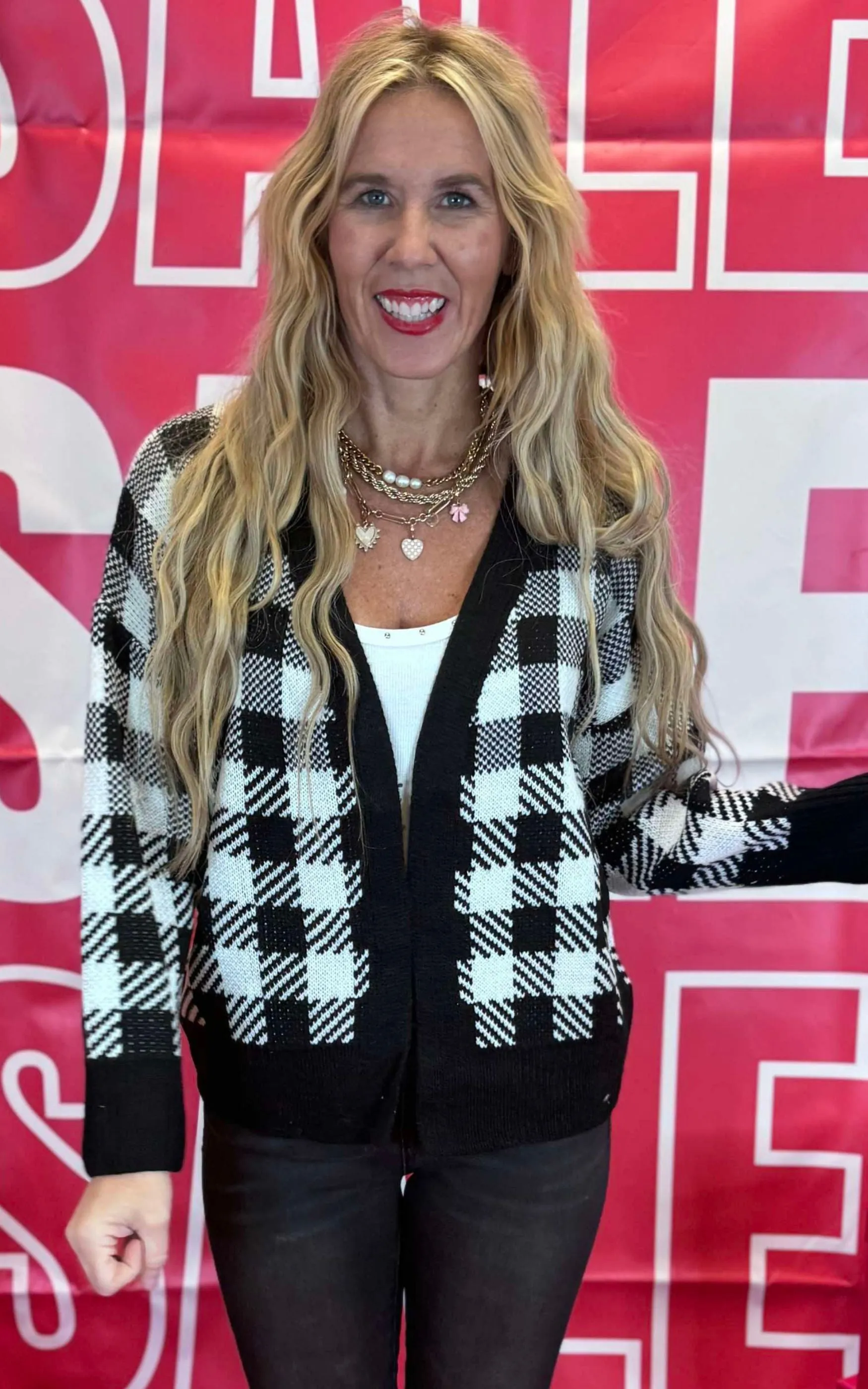Holiday Checkered Cardigan