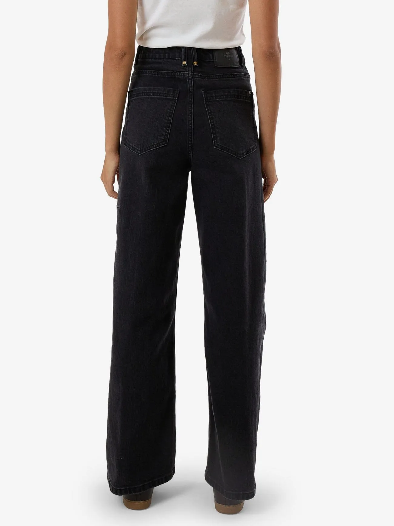 Holly High Rise Stretch Wide Jean - Aged Black