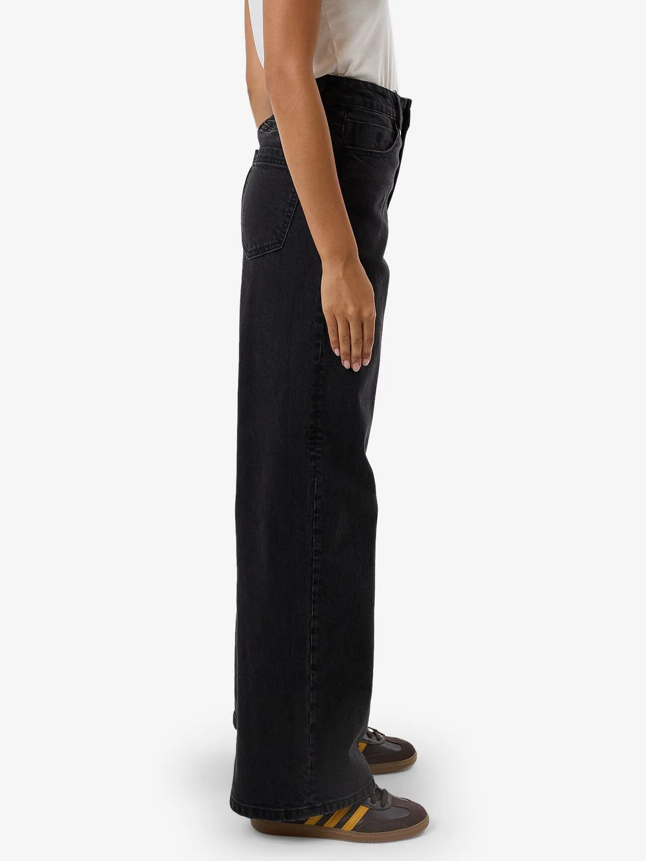 Holly High Rise Stretch Wide Jean - Aged Black