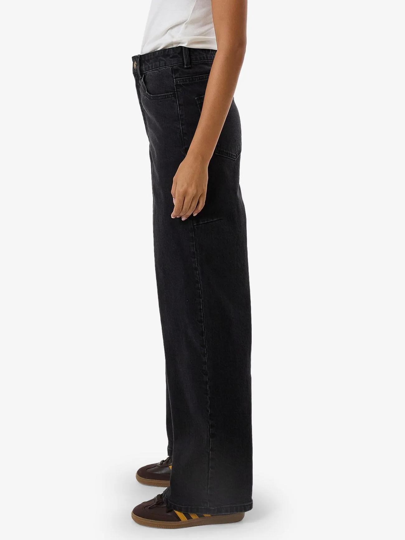 Holly High Rise Stretch Wide Jean - Aged Black