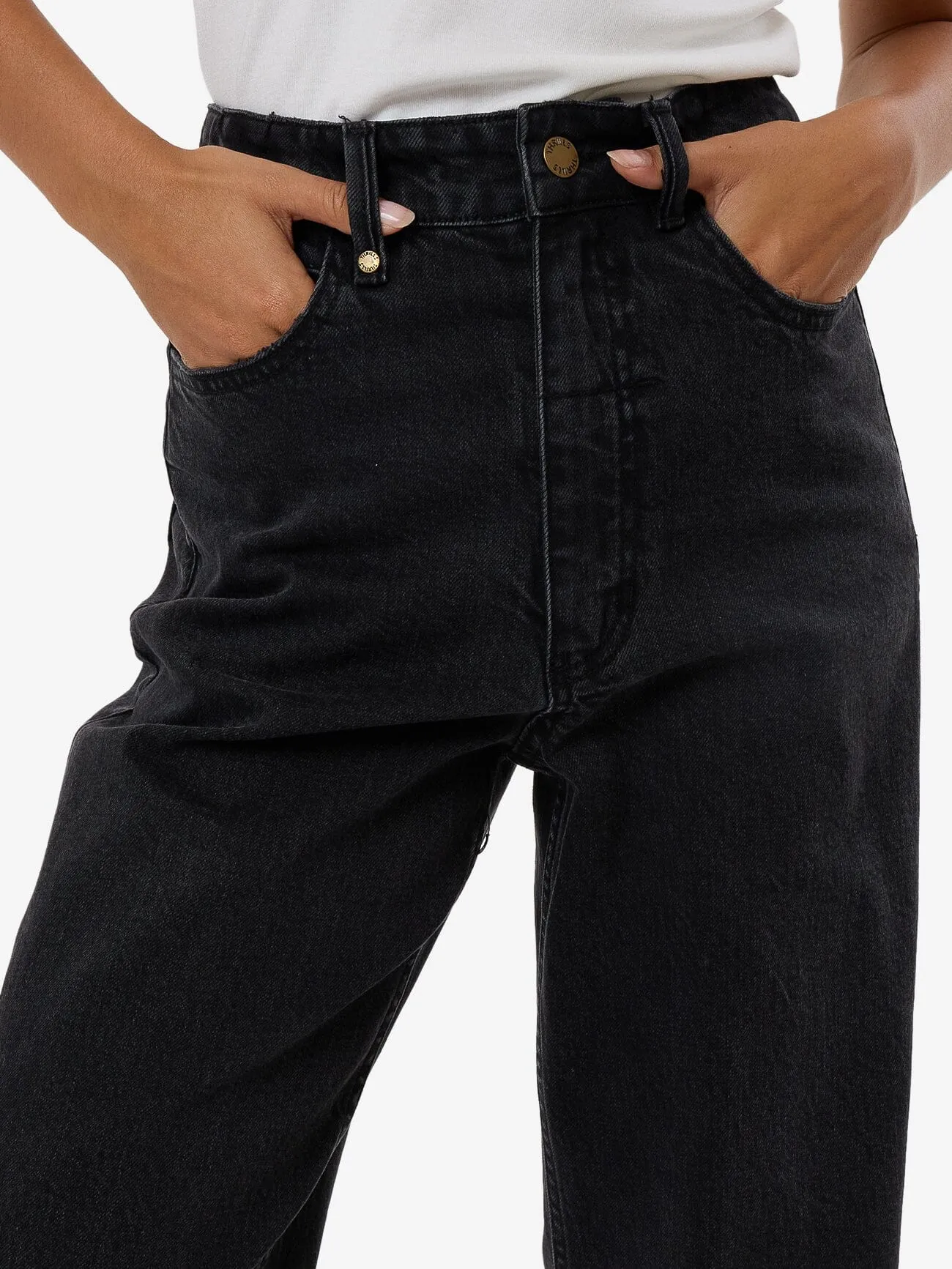 Holly High Rise Stretch Wide Jean - Aged Black