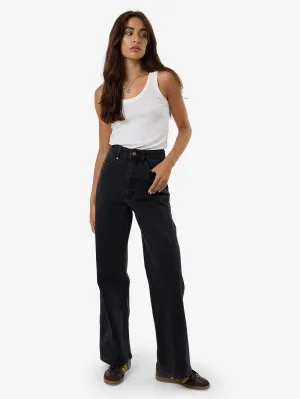 Holly High Rise Stretch Wide Jean - Aged Black