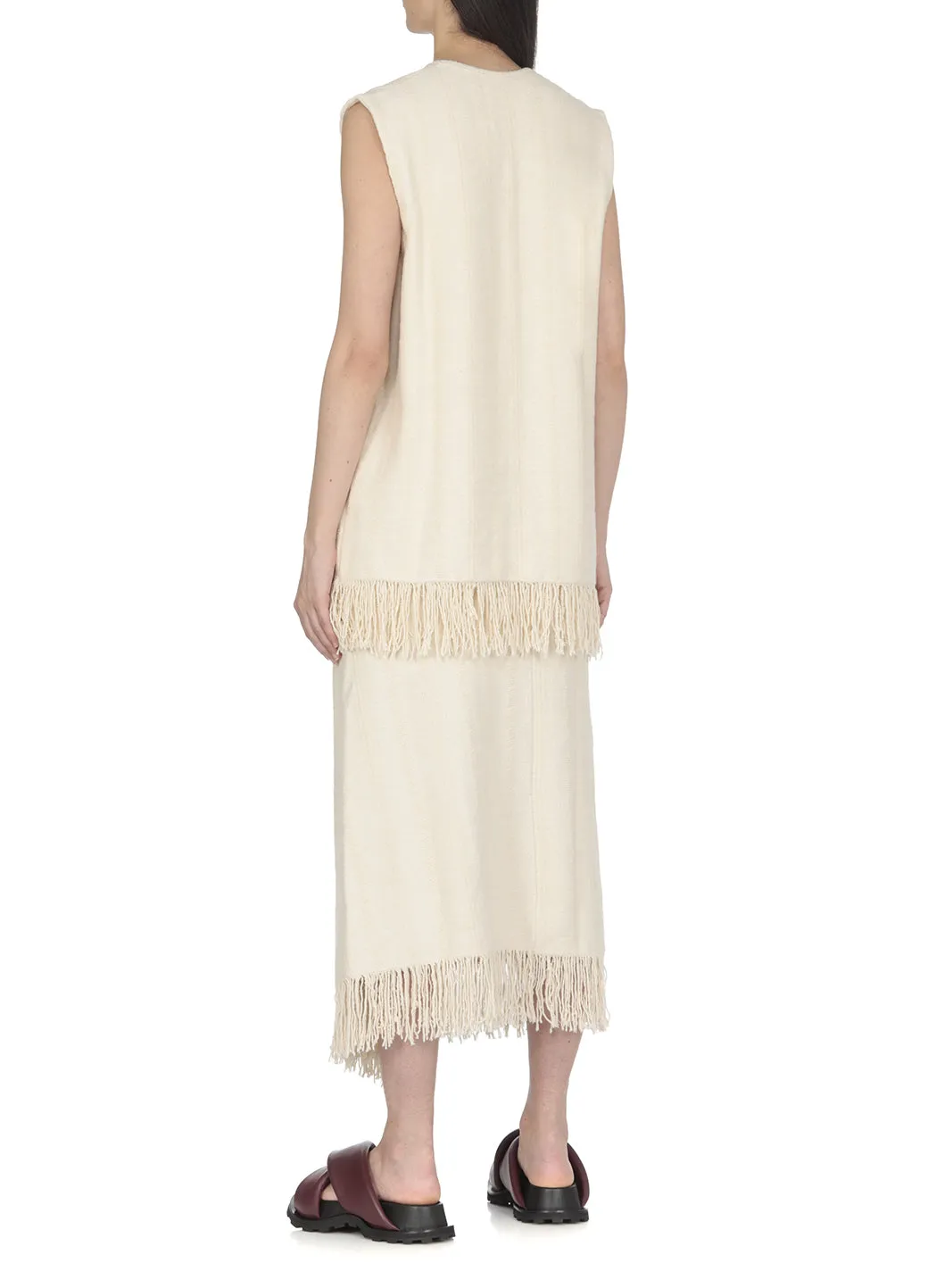 Jil Sander Fringed Trim Midi Skirt