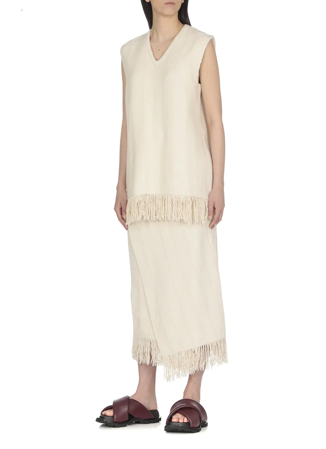 Jil Sander Fringed Trim Midi Skirt