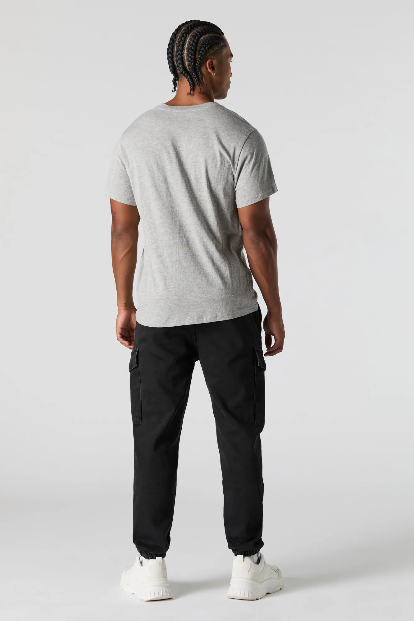 Jogger cargo en denim à taille coulissante