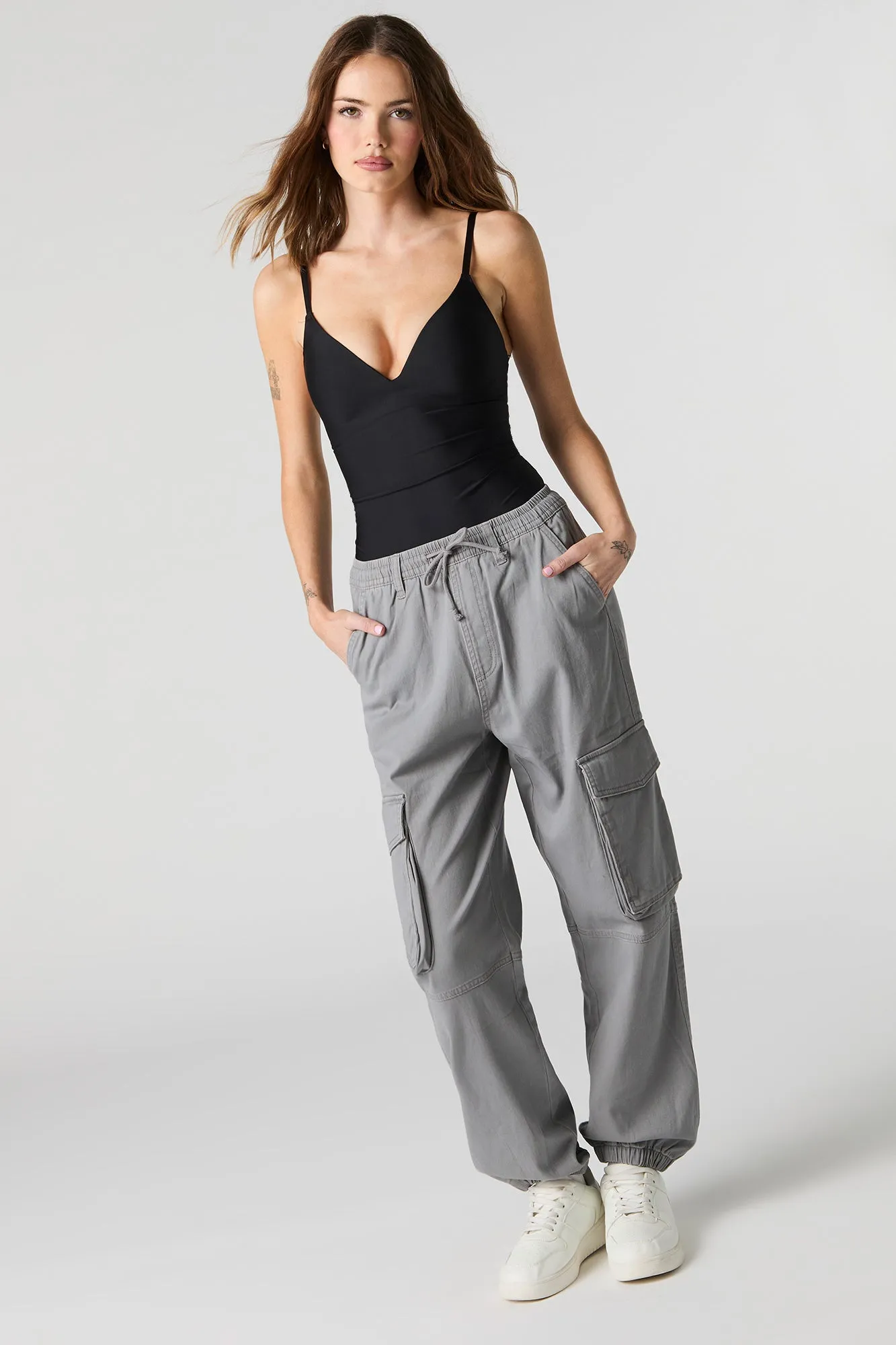 Jogger cargo à taille coulissante