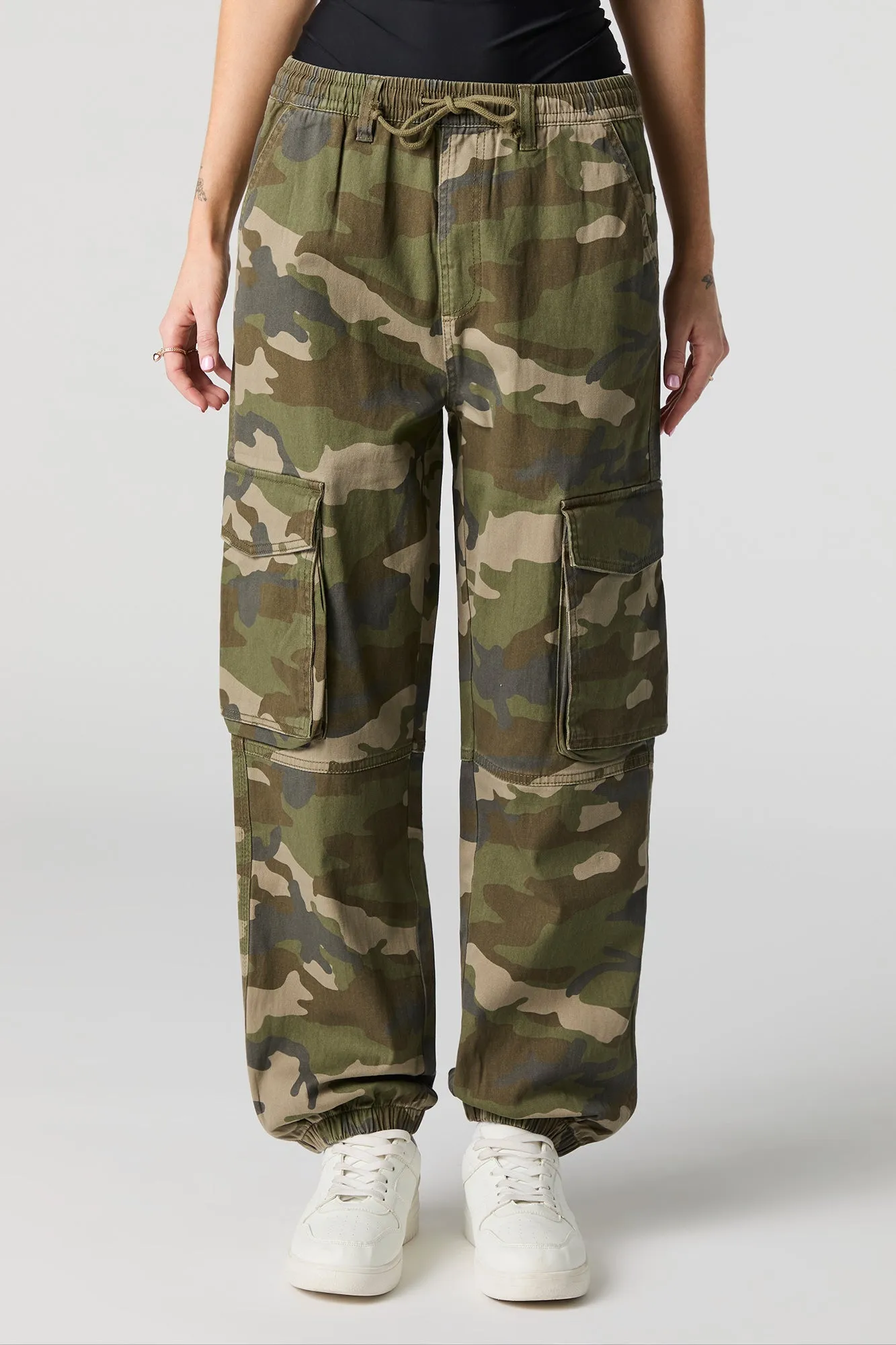 Jogger cargo à taille coulissante