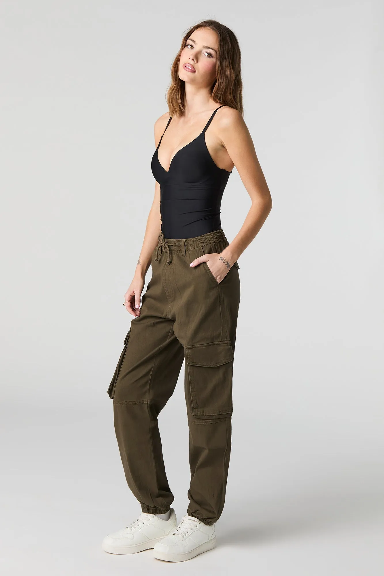 Jogger cargo à taille coulissante