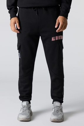 Jogger cargo en molleton avec motif brodé