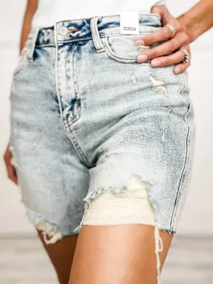 Judy Blue HONEY High Waist Mineral Wash Distressed Boyfriend Shorts