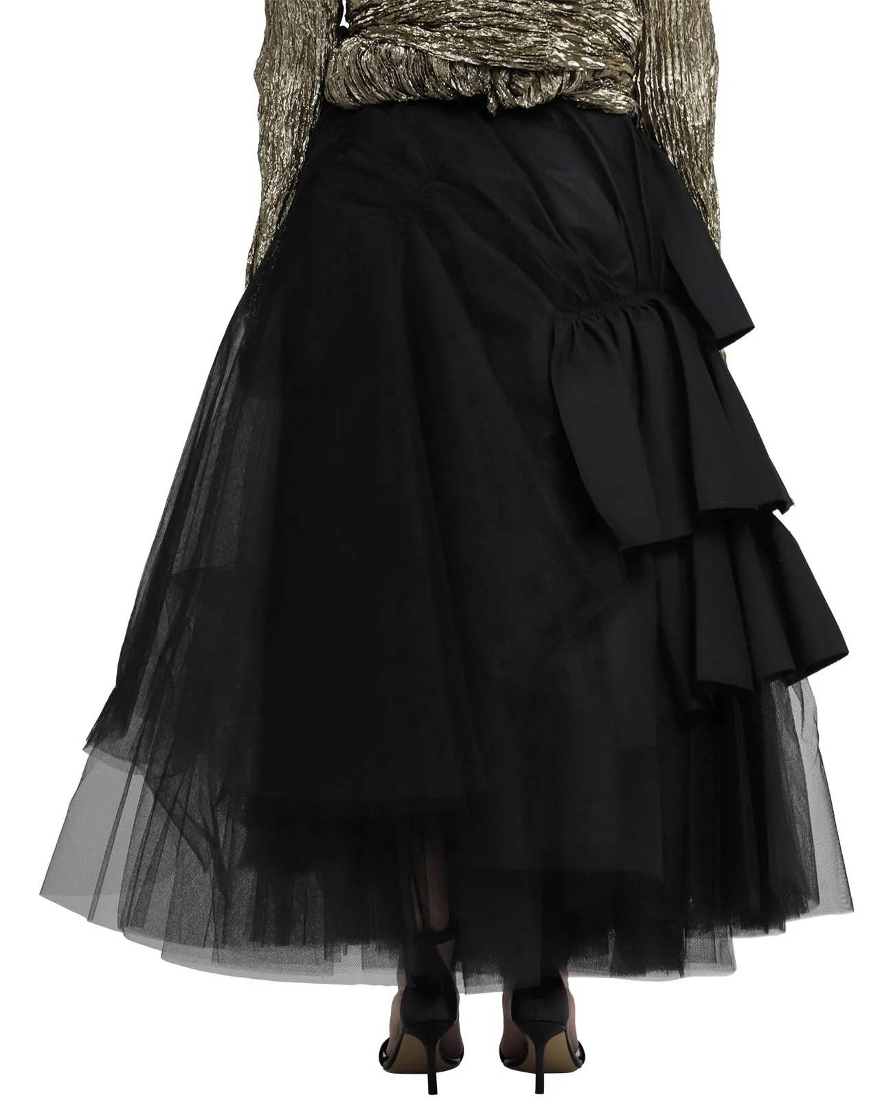 Junya Watanabe Ruffled-Tulle Detail Midi Skirt