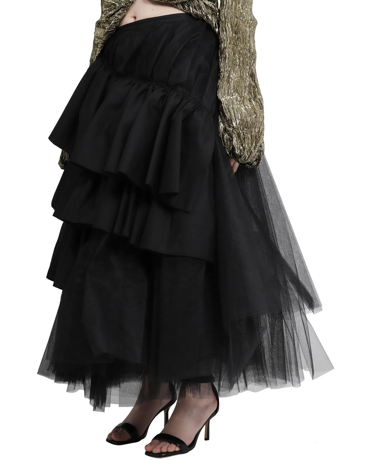 Junya Watanabe Ruffled-Tulle Detail Midi Skirt