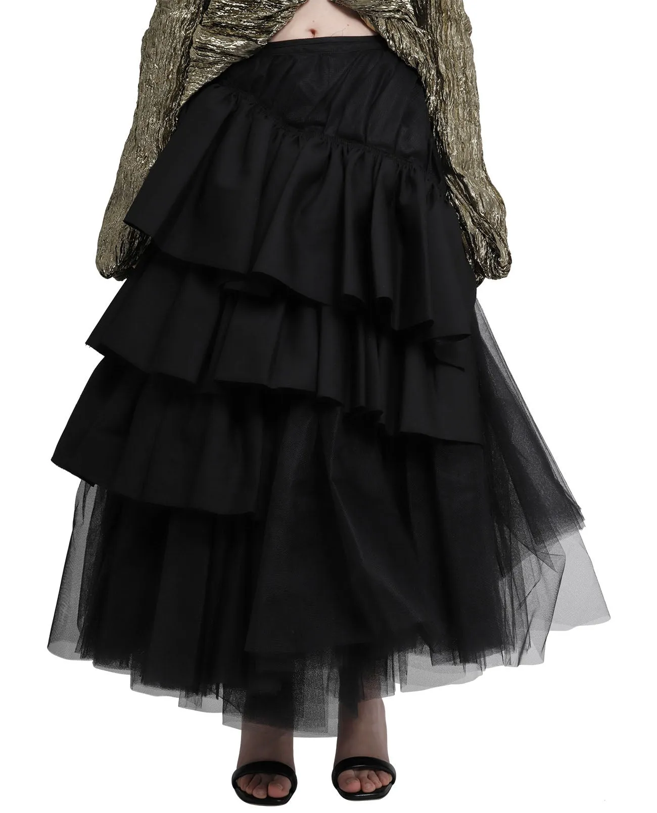 Junya Watanabe Ruffled-Tulle Detail Midi Skirt