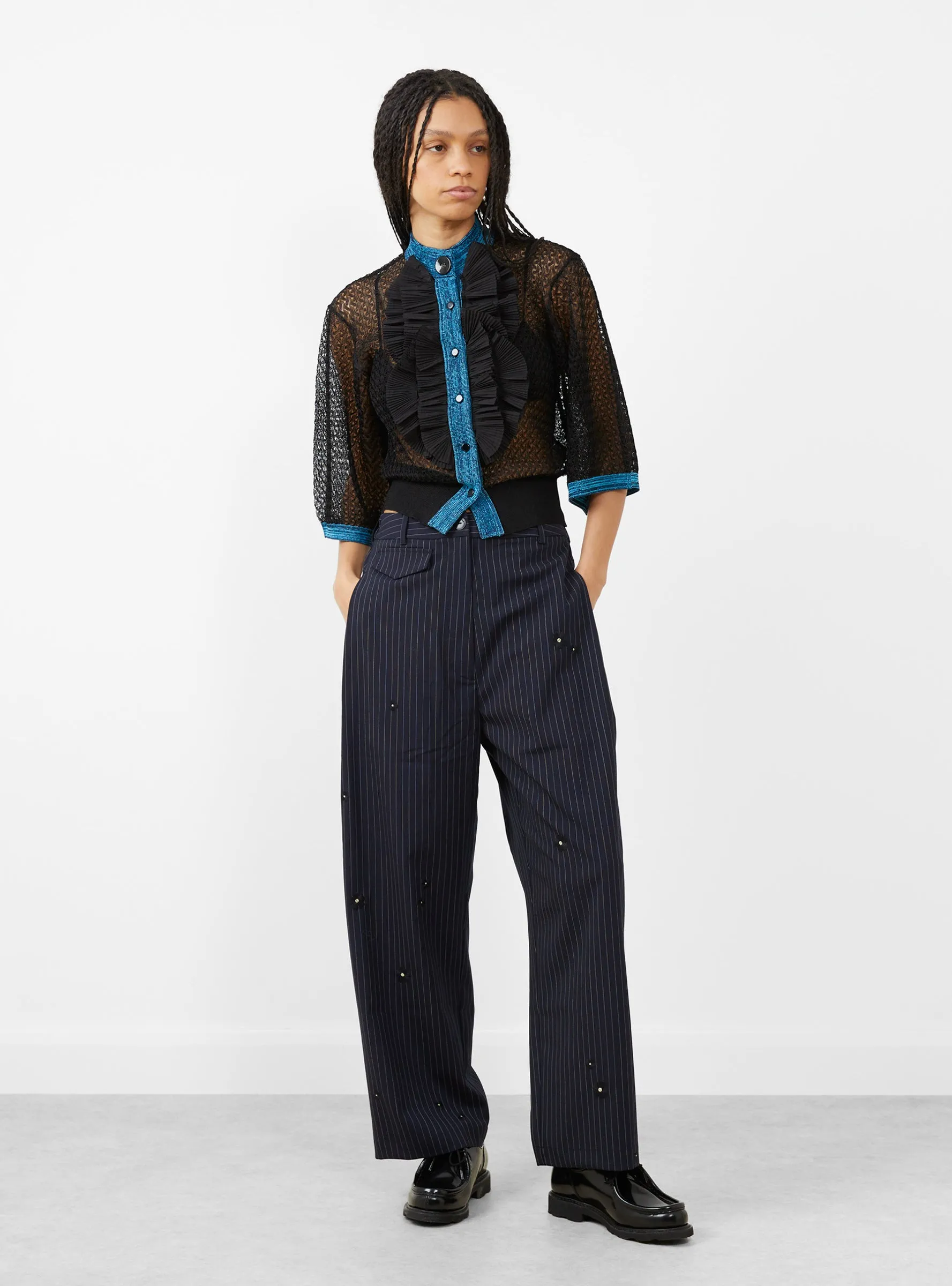 Lace Knit Cardigan Black