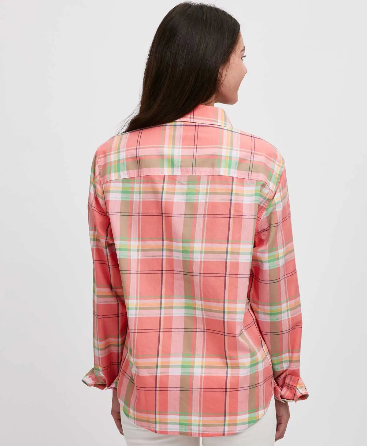 Ladies Maya Gauze Longsleeve Plaid Shirt