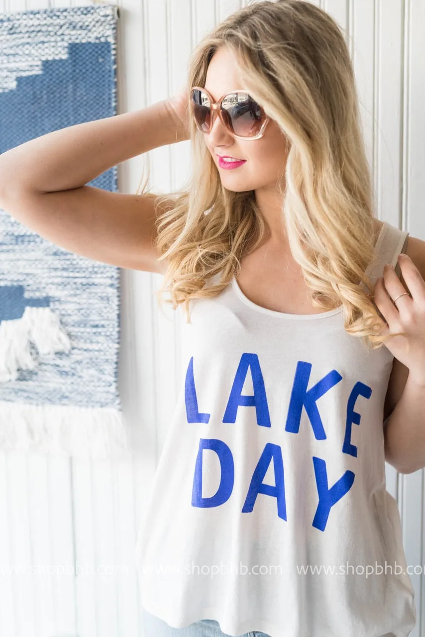 Lake Day Slouchy Tank Top - White** - Final Sale