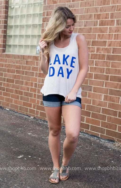 Lake Day Slouchy Tank Top - White** - Final Sale
