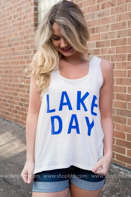 Lake Day Slouchy Tank Top - White** - Final Sale