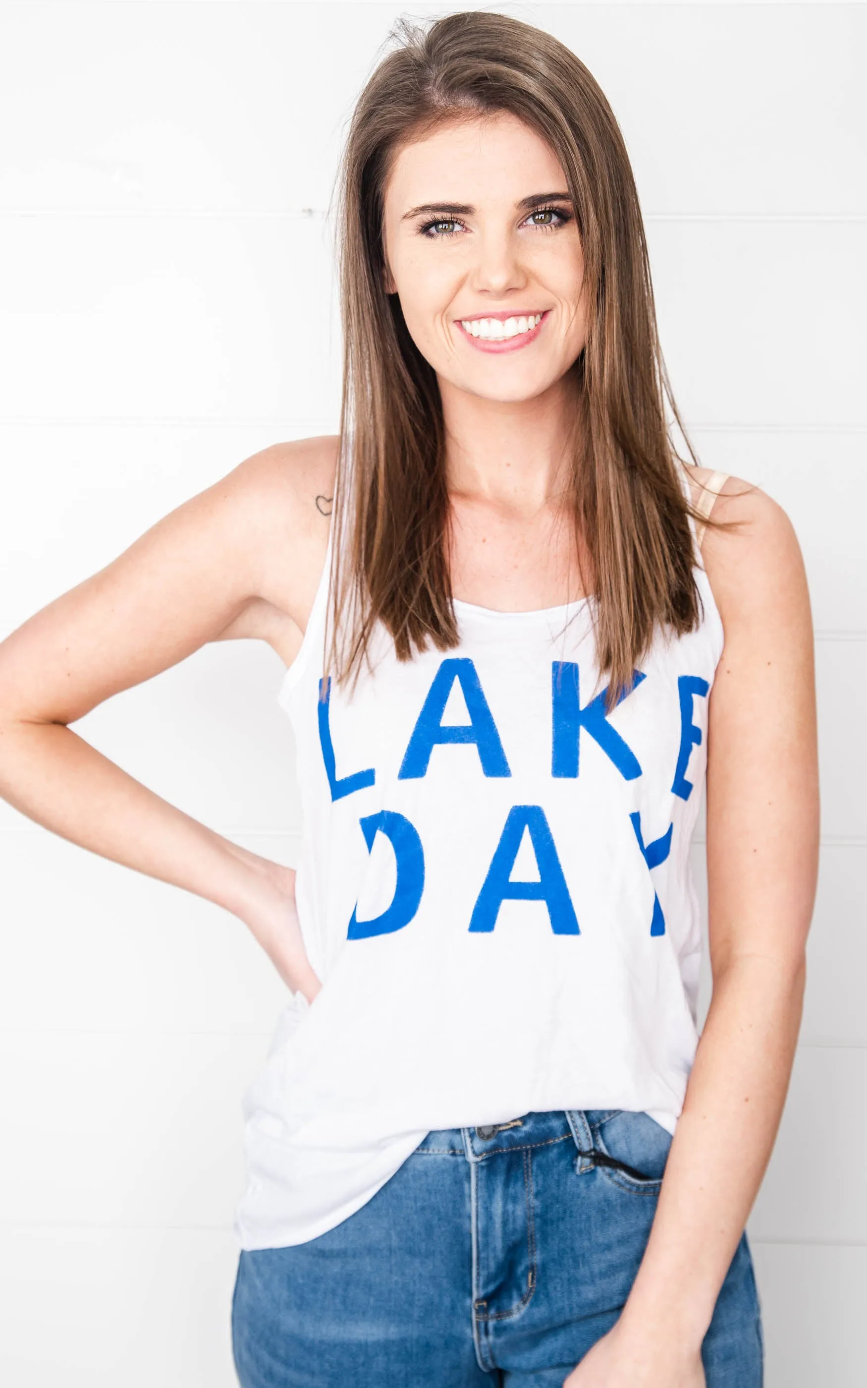 Lake Day Slouchy Tank Top - White** - Final Sale