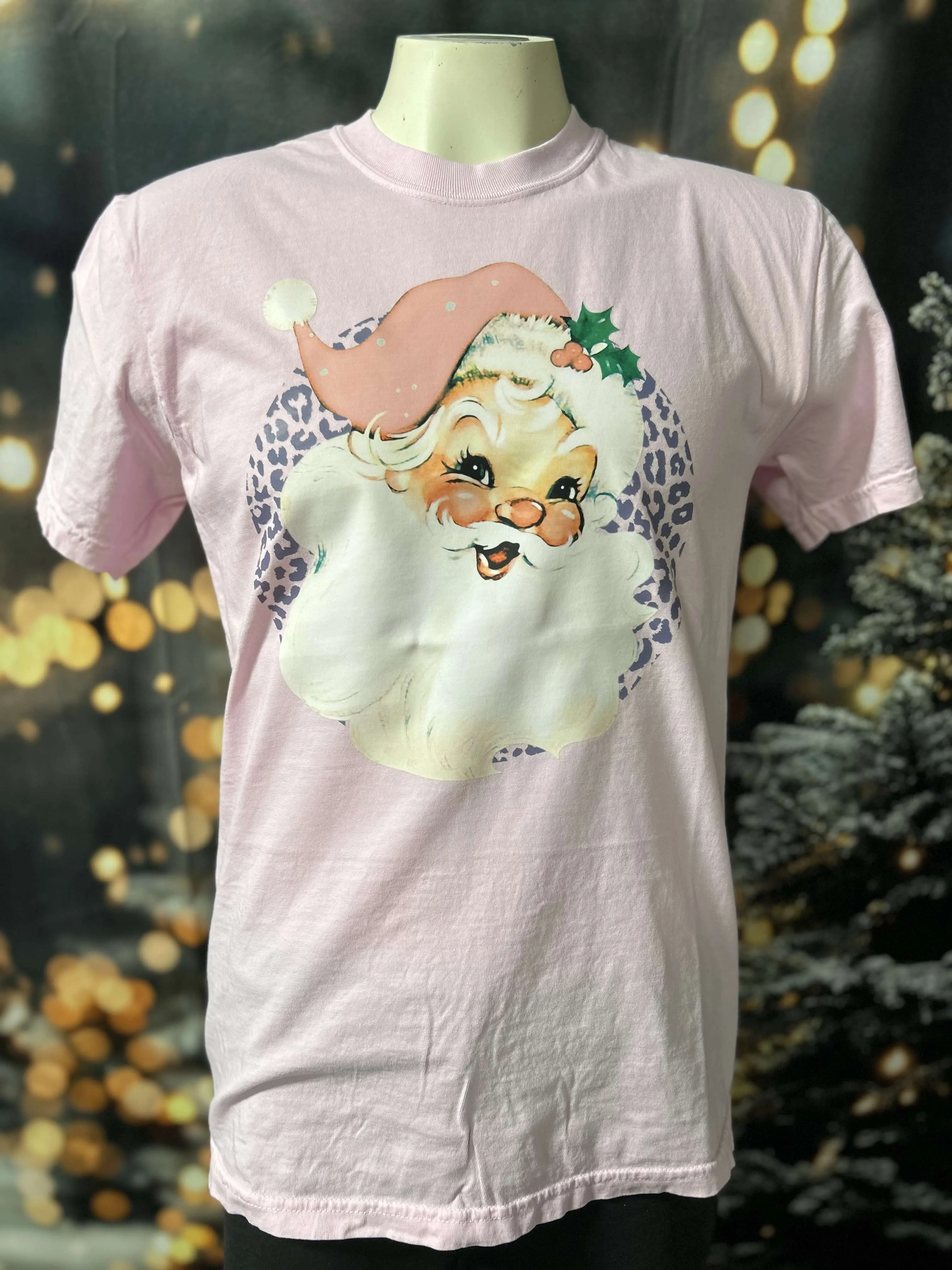 Leopard Santa Holiday Garment Dyed Graphic T-shirt - Final Sale