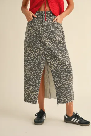 LEOPARD SLIT SKIRT