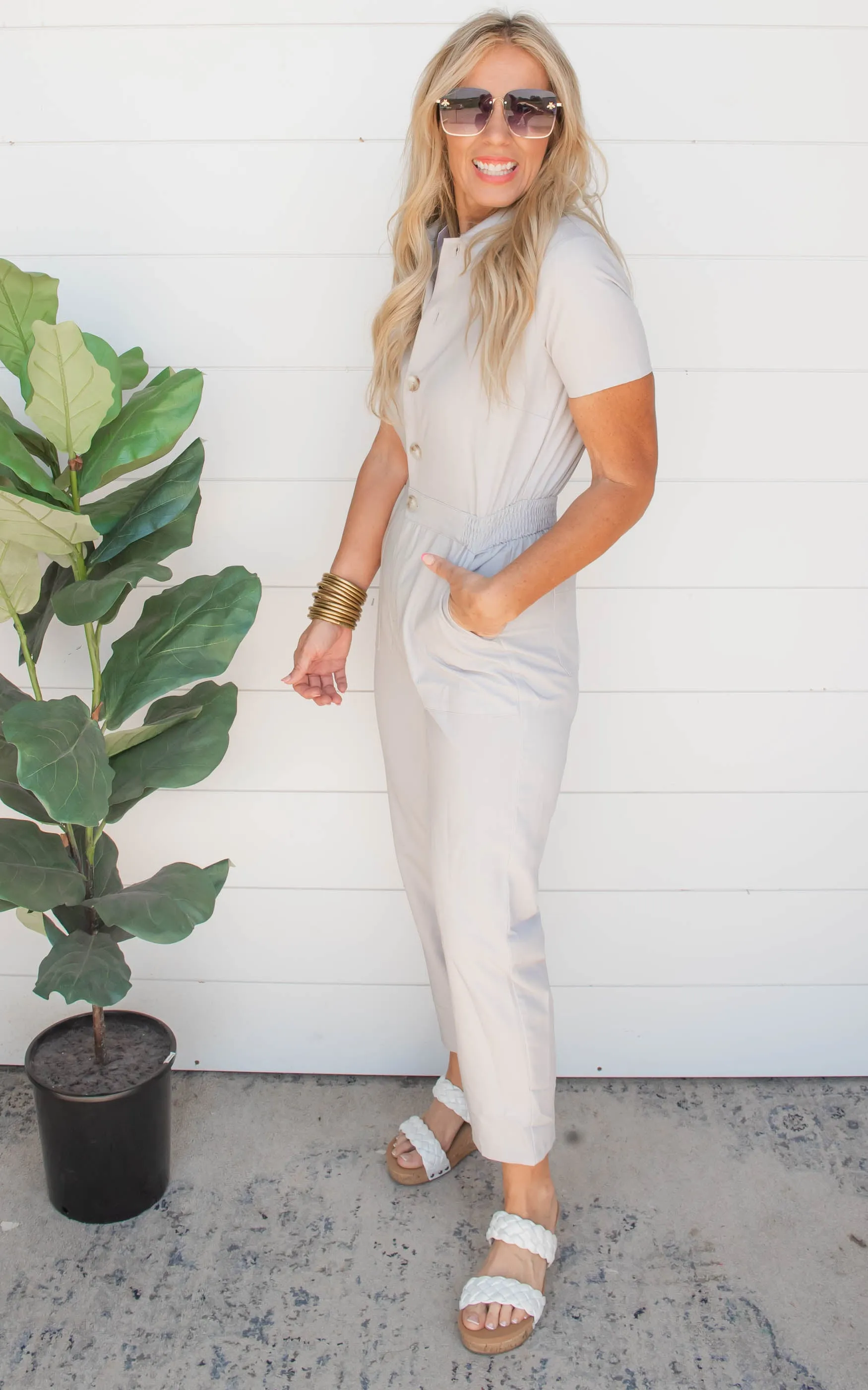 Light Grey Utility Jumpsuit | FINAL SALE