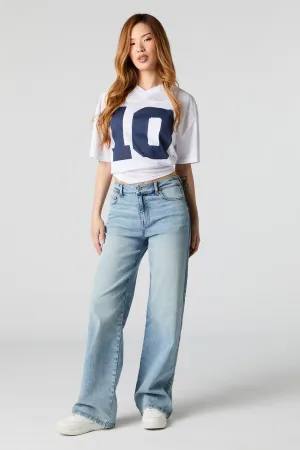 Light Wash High Rise Wide Leg Stretch Jean
