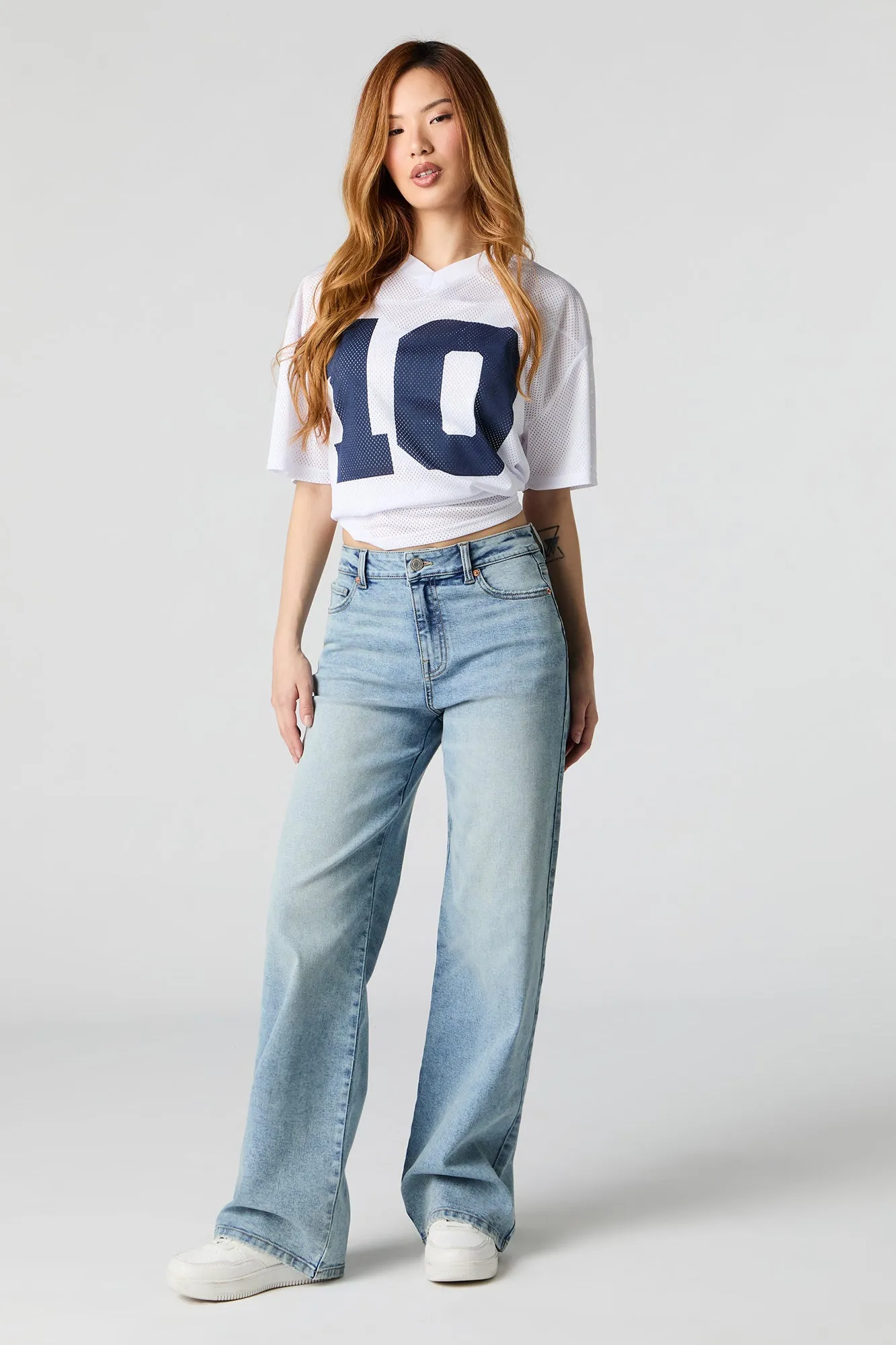 Light Wash High Rise Wide Leg Stretch Jean