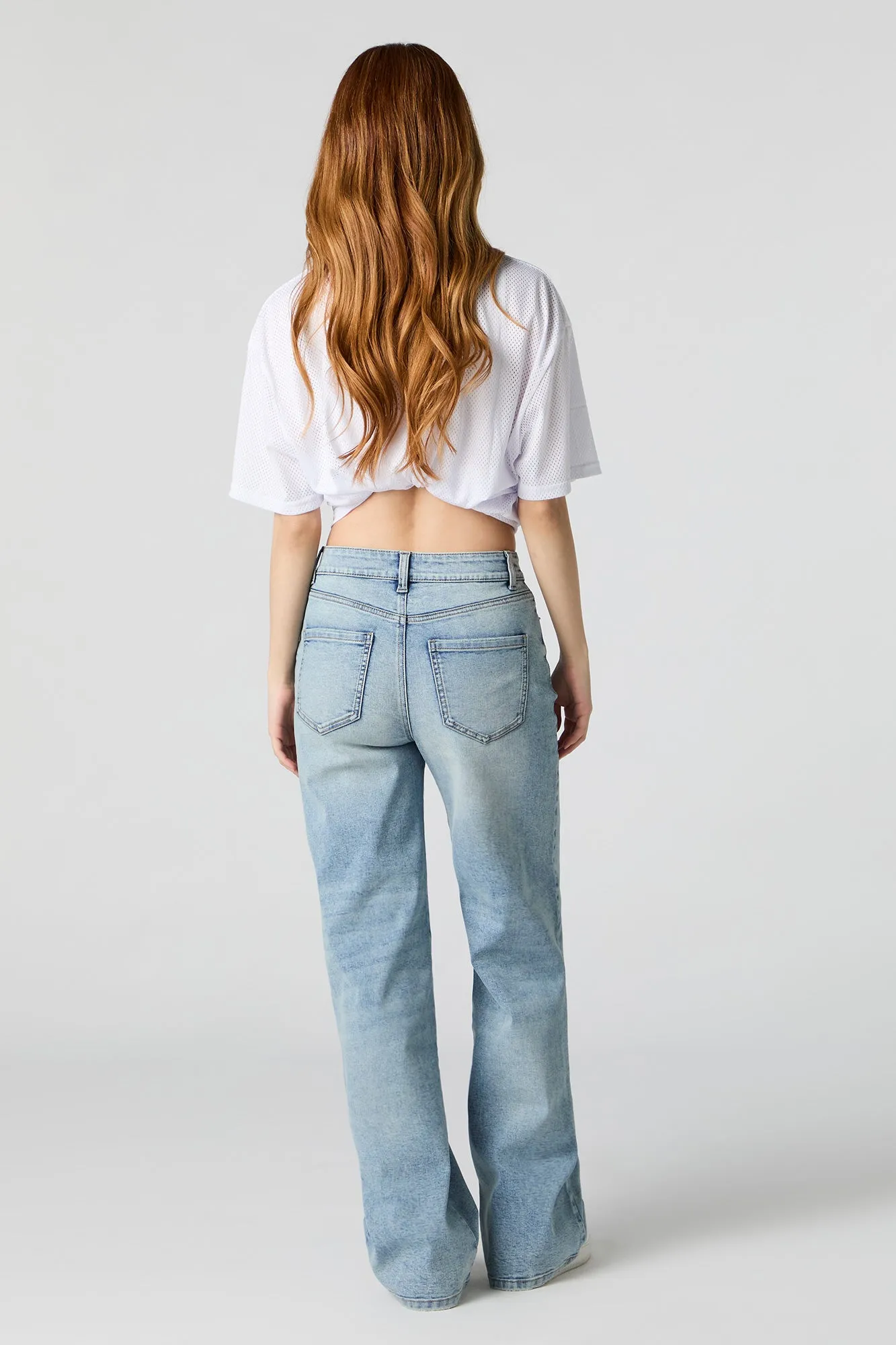 Light Wash High Rise Wide Leg Stretch Jean