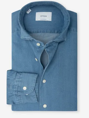 Lightweight Stretch Denim Contemporary Fit Shirt Blue