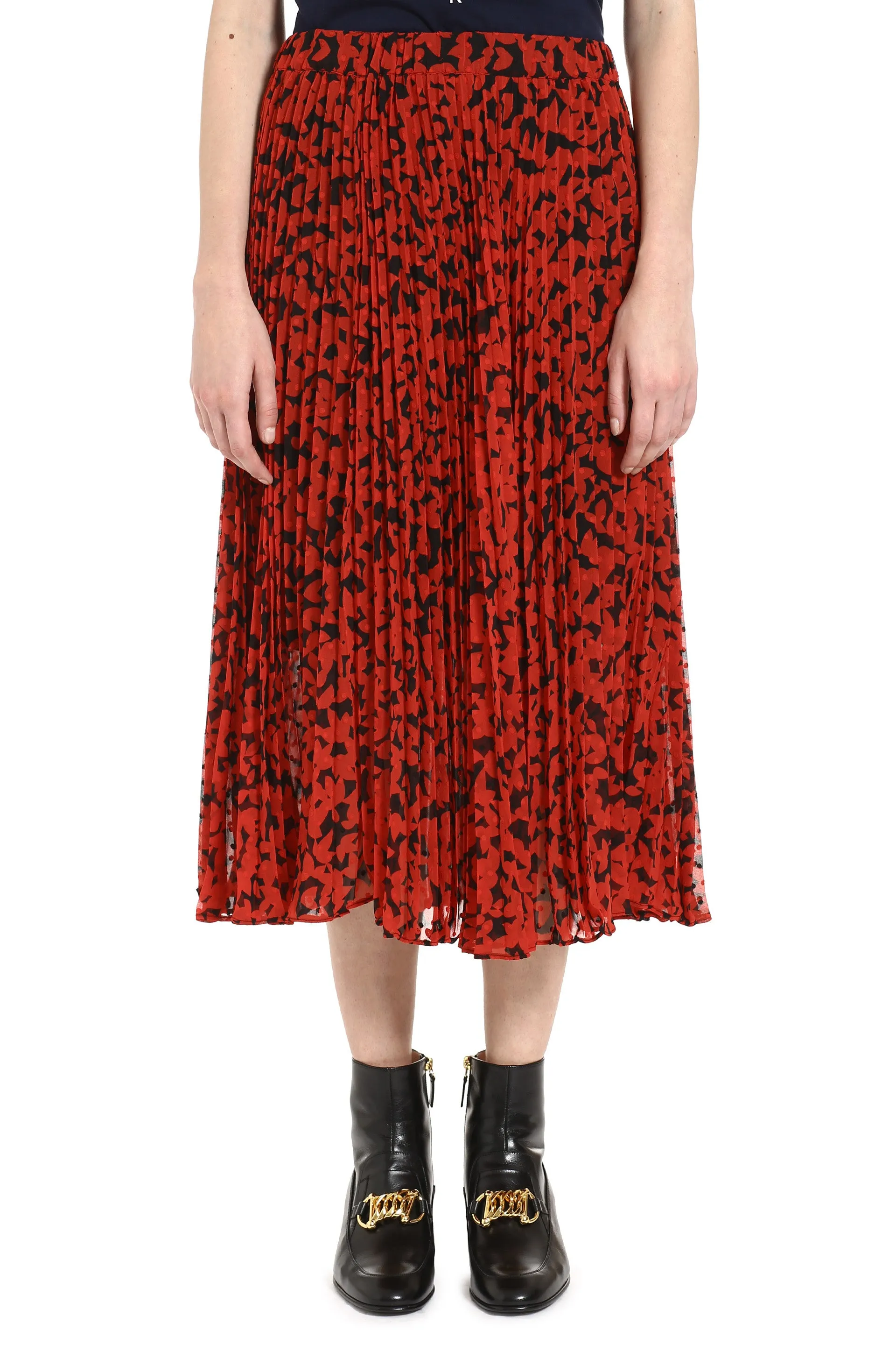 Michael Michael Kors Pleated Floral Midi Skirt