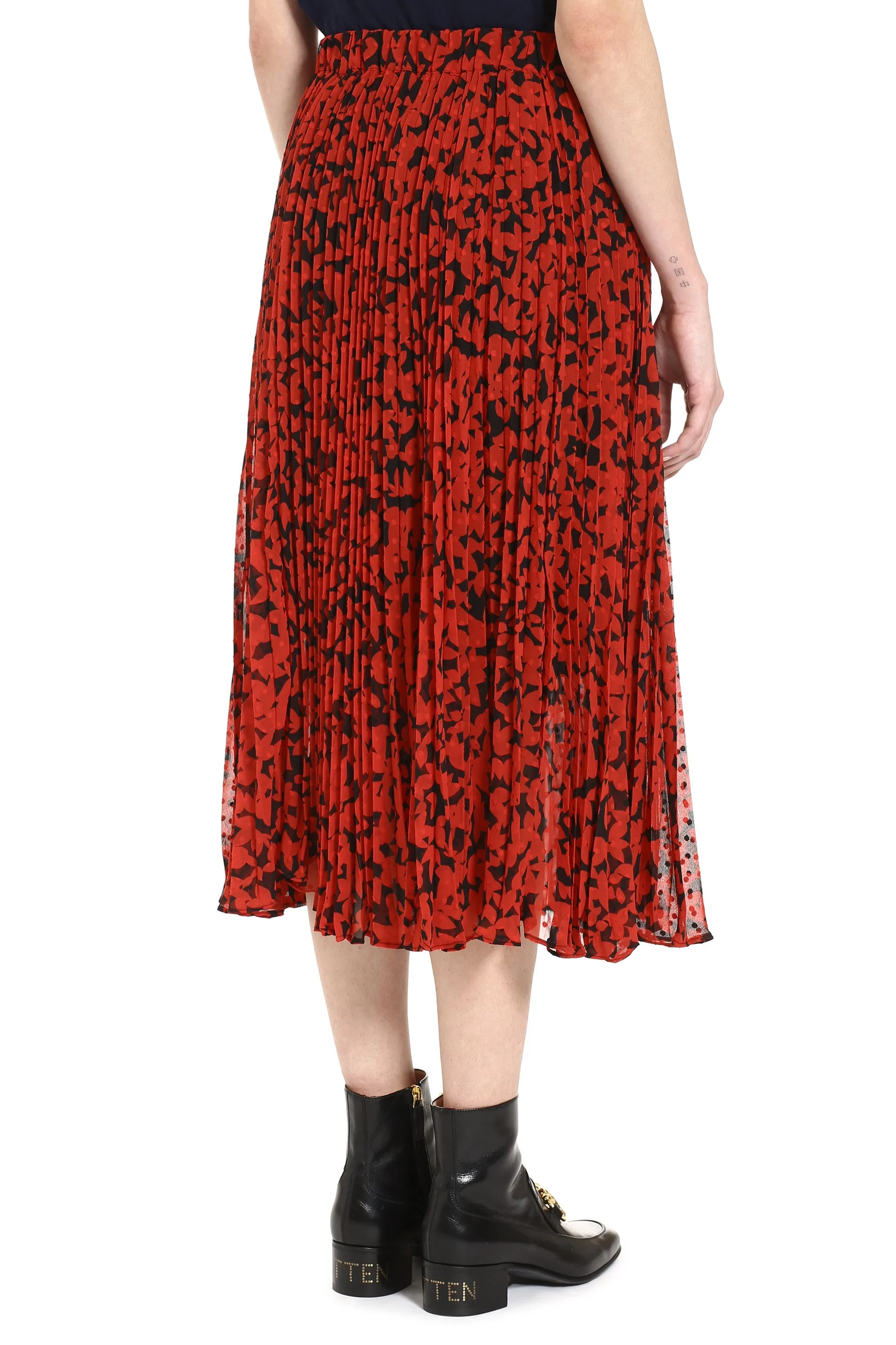 Michael Michael Kors Pleated Floral Midi Skirt