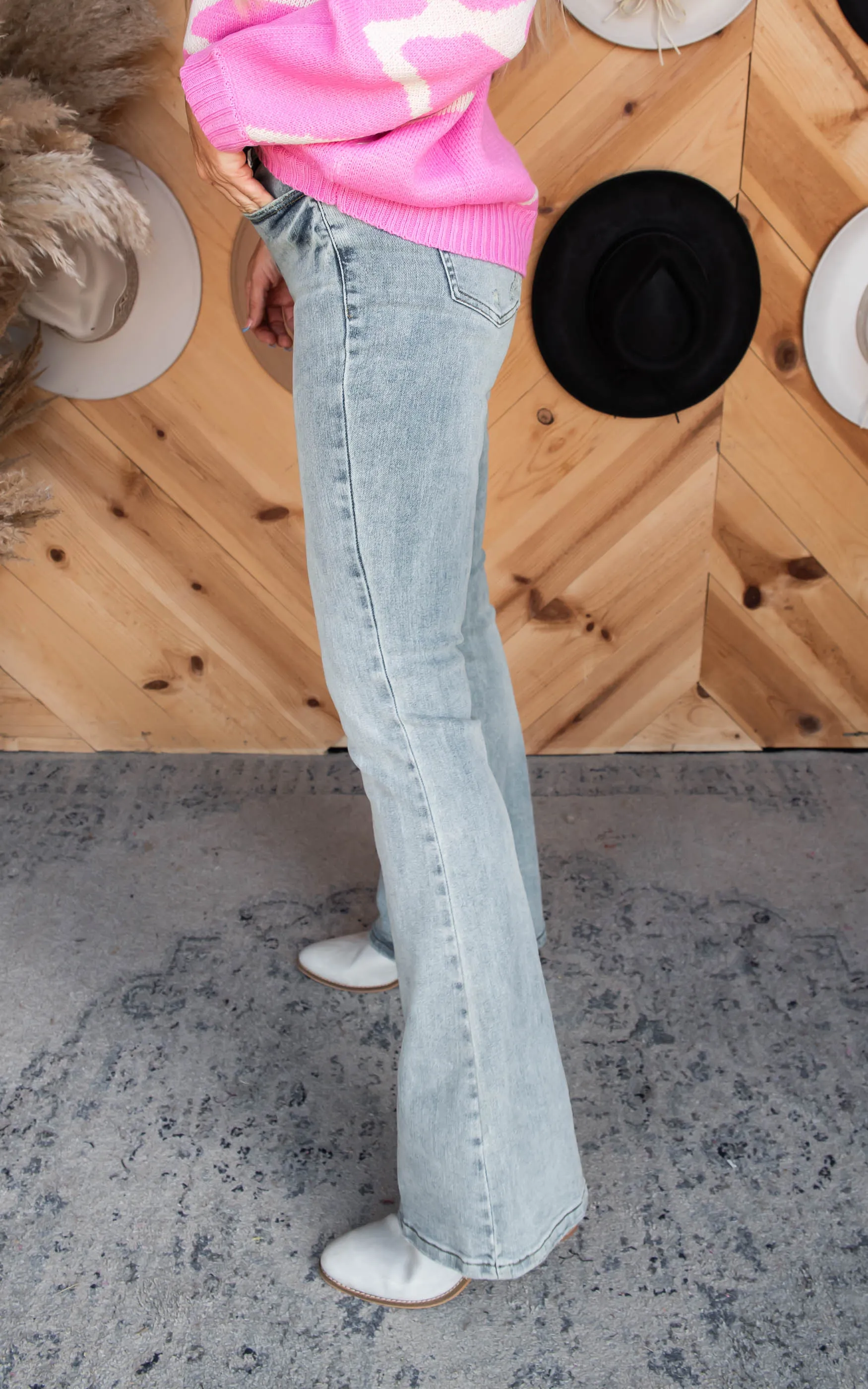 Mid Rise Pin Tack Flare Denim Jeans | Judy Blue - Final Sale