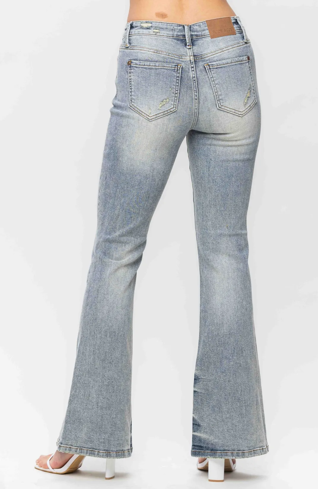Mid Rise Pin Tack Flare Denim Jeans | Judy Blue - Final Sale
