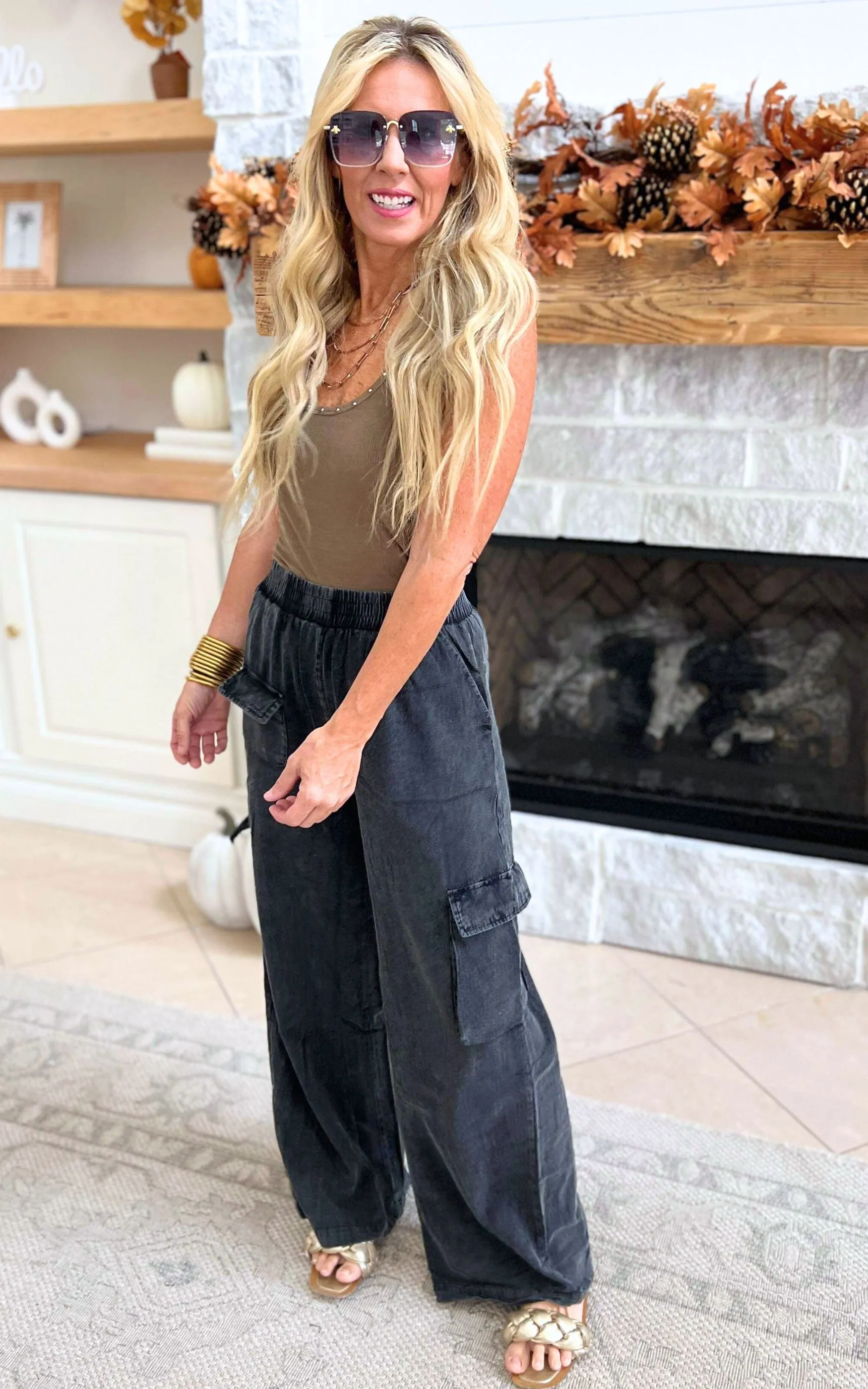 Mineral Washed Cargo Pants - Ash Black - Final Sale