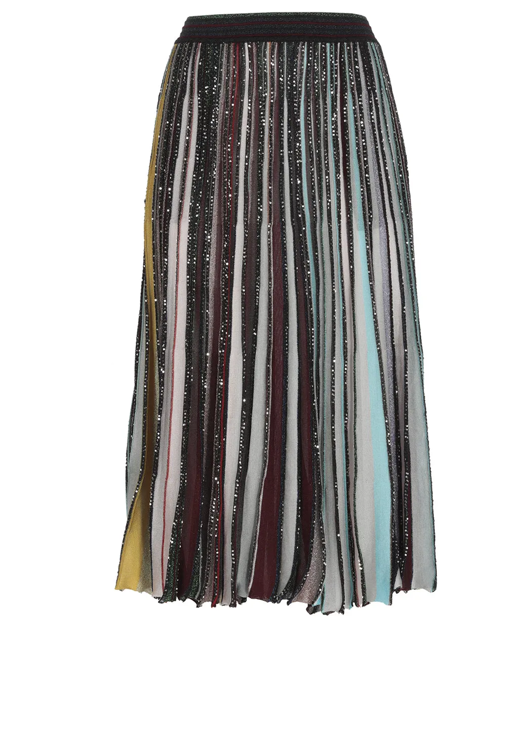 Missoni Sequin-Embellished Elasticated Waistband Pleated Midi Skirt