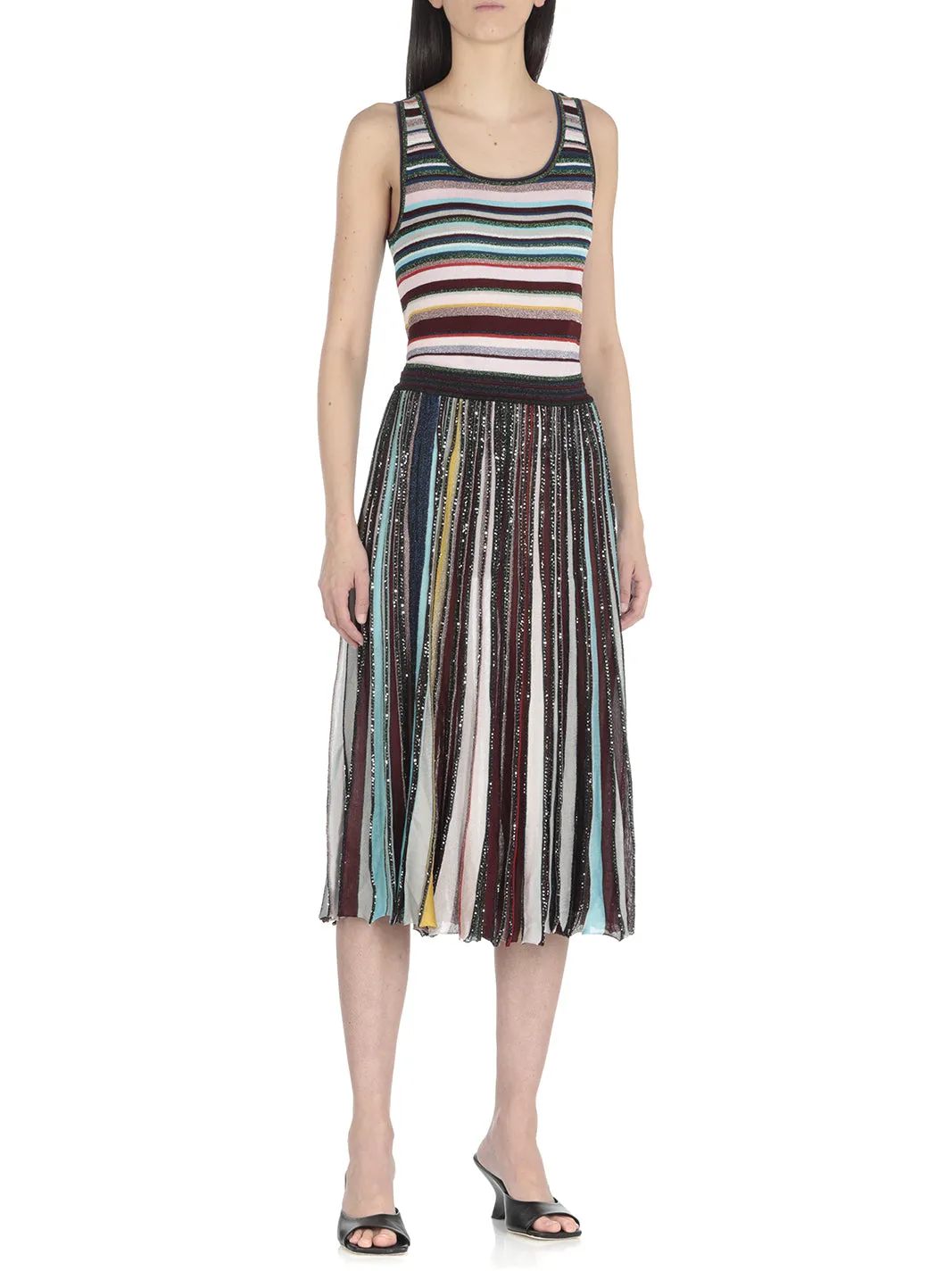 Missoni Sequin-Embellished Elasticated Waistband Pleated Midi Skirt