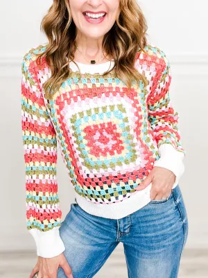 MULTI COLORS GRANNY SQUARE CROCHET TOP